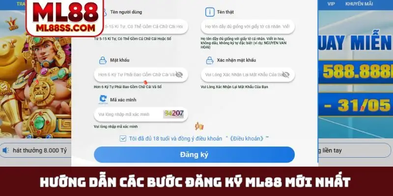 Hướng dẫn các bước đăng ký ML88 mới nhất