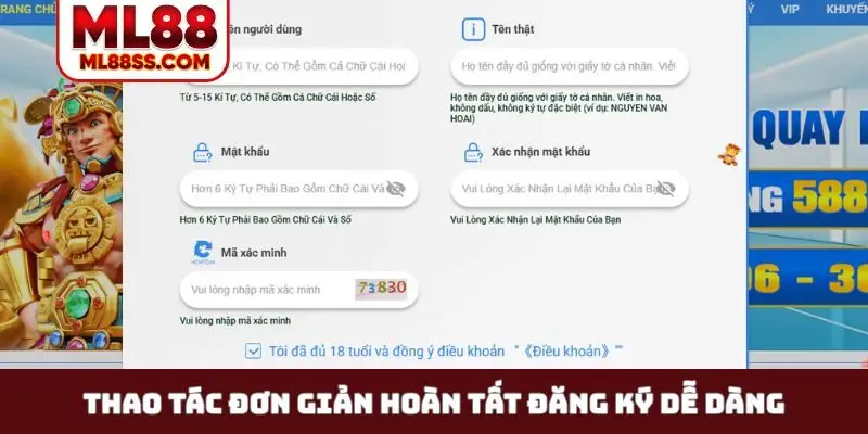 Thao tác đơn giản hoàn tất đăng ký dễ dàng