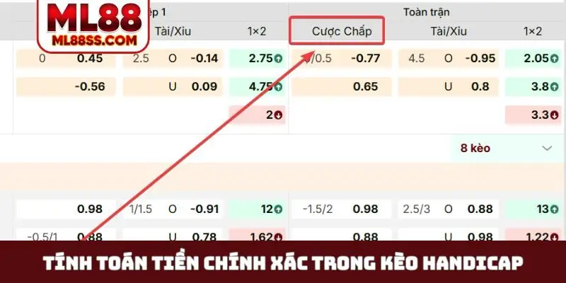 Tính toán tiền chính xác trong kèo Handicap